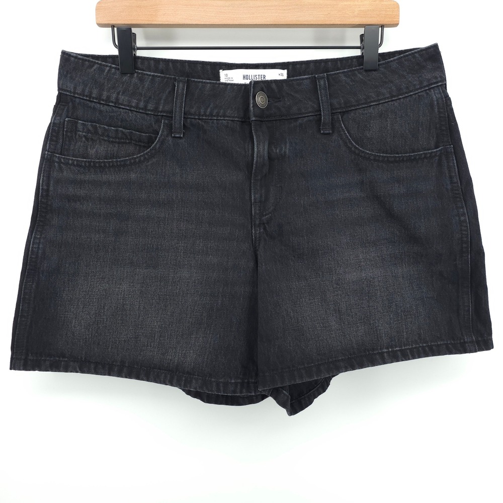 Hollister Womens Shorts Low-Rise 5" Baggy Short 10 Black Denim Y2K Skater 30W